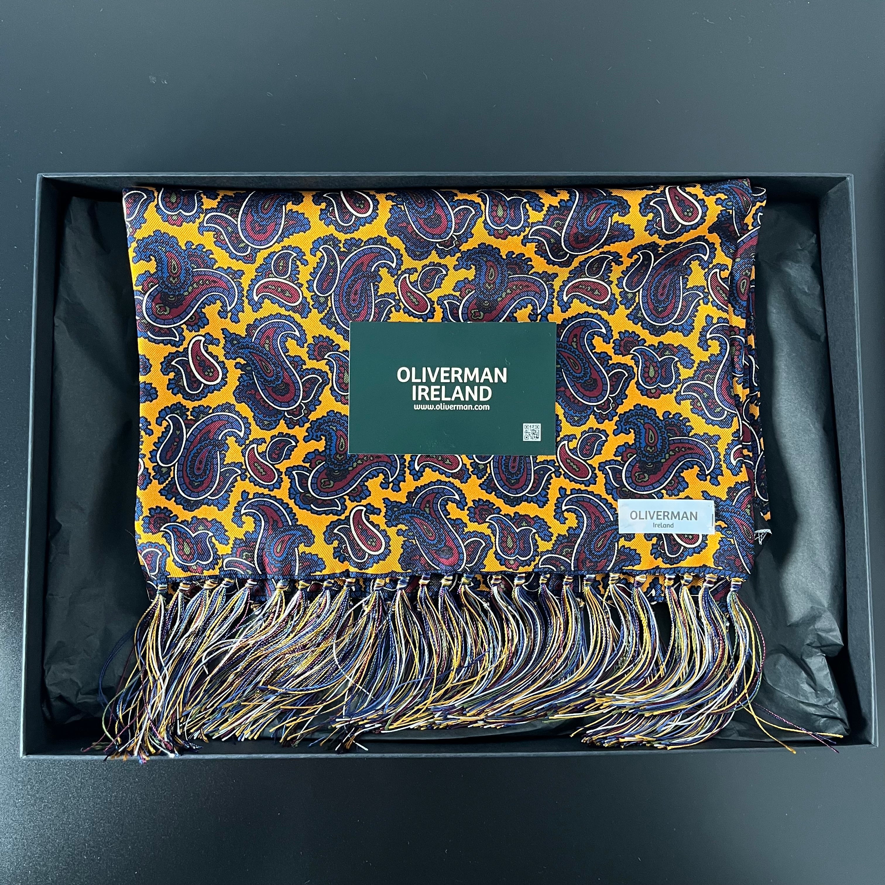 Gold Paisley 100% Silk Scarf