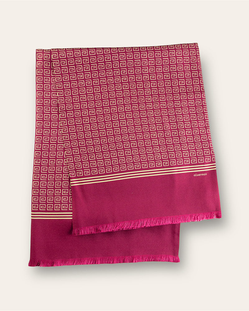 Maroon Greek Motif 100% Silk Scarf