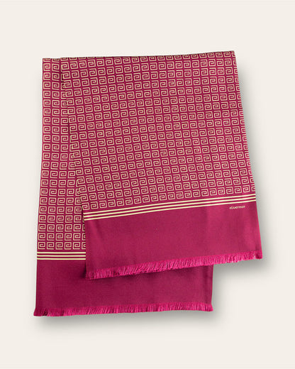 Maroon Greek Motif 100% Silk Scarf